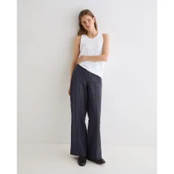 Pantalón recto de mujer de punto efecto denim