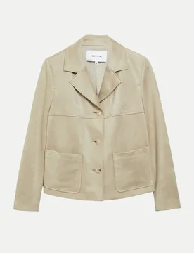 Jacke in Veloursleder-Optik Beige 44 - Comma - FashionsVida