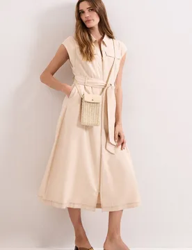 Women's Petite Alira Belted Shirt Dress in Light Beige Size: 6 - Light Beige - Size: 6 - Phase Eight - FashionsVida