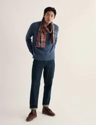 Merino Wool Rich Flecked Crew Neck Jumper Blue male