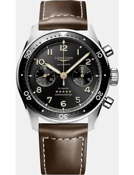 Reloj de hombre Spirit L38214532 automático de piel marrón - Longines - FashionsVida