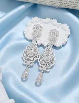 Baroque Vintage Hollow Out Drop Earrings Luxury Inlaid Zircon Crystal Long Tassel Dangle Earrings for Women Wedding Party Jewelr - Aliexpress - FashionsVida