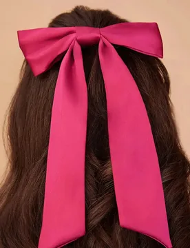 Hair Bow in Satin - Hot Pink Satin - Rewritten - FashionsVida