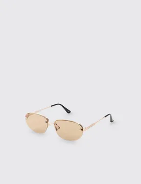 Herren Ovale Getönte Sonnenbrille Brown - boohooMAN - FashionsVida