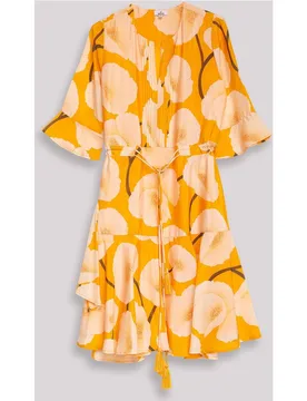 Vestido corto con manga volante y estampado floral maxi - Niza - FashionsVida