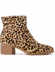 Leopard Print Block Heel Ankle Boots Medium Brown female