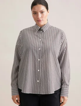 Fließende Hemdbluse mit Streifen Braun 54 - Seidensticker - FashionsVida