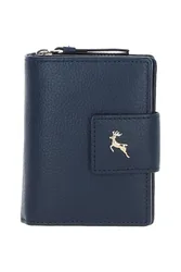 Women's 'Arte in Pelle' RFID Secure Leather Wallet/Purse with Zip & Stud Closure in Navy - Navy - Size: One Size