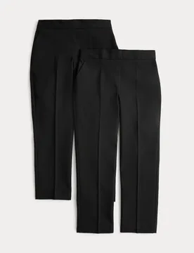 Pack Slim Leg School Trousers (2-18 Yrs) Black Female - M&S - FashionsVida