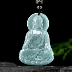 Natural A-grade Jade Pendant Blue Water Buddha Jade Pendant Ice Pendant Fashion High-end Men's and Women's Styles