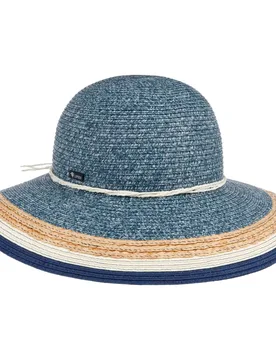 Striped Edge Floppy Hat by - blue-mottled - Damen - Size: M (56-57 cm) - Lipodo - FashionsVida