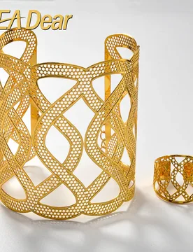 ZEADear Classic Jewelry Sets Hollow Out Design Bangle Ring for Women Wedding Bohemia Rings Gold Color Bracelets - Aliexpress - FashionsVida