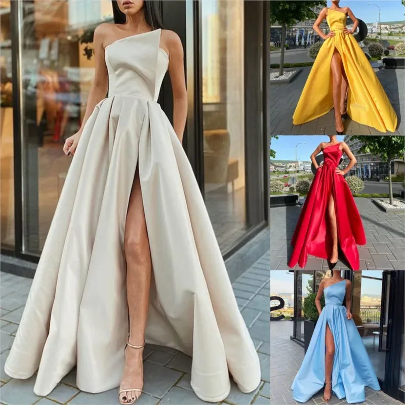 New single-shoulder strapless slit dress - Aliexpress - FashionsVida