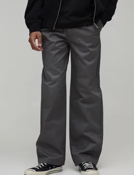Mens Relaxed Fit Pleat Front Work 365 Trouser - Charcoal Cotton - Size 30r - boohooMAN - FashionsVida