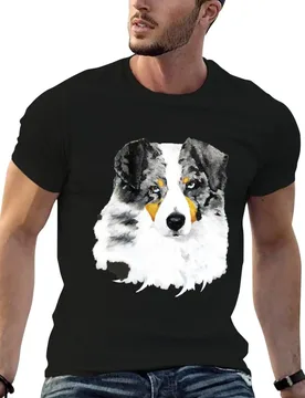 Australian Shepherd Blue Merle Dog Portrait T-Shirt man t shirts high quality luxury brand man t shirts for men T-Shirt - Aliexpress - FashionsVida