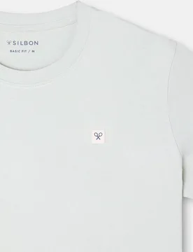 Camiseta lisa minilogo parche azul marino para hombre - Silbon - FashionsVida