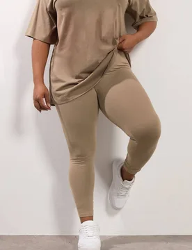 Women's Elasticated Jersey Leggings Pants in Natural Size: 20 - Natural - Size: 20 - Yours - FashionsVida
