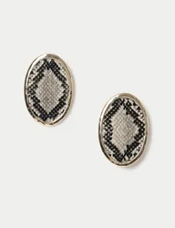 Snake Print Stud Earrings Multi female