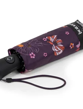 Parapluie Mini Auto Fleurs Aubergine fleurs aubergine ST - Isotoner - FashionsVida