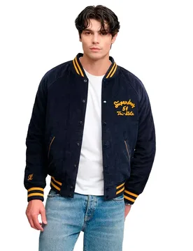 Giacca Bomber Cord Varsity Standard Navy M - Superdry - FashionsVida