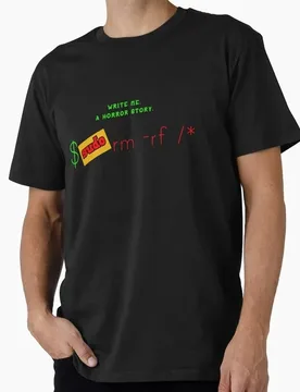 Linux Write me a horror story Operating System Graphic T‑Shirt Casual Short Sleeve Tees Geek IT Developer Fan Gift Tops S-6X - Aliexpress - FashionsVida