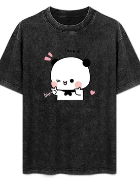 Bear and Panda Bubu Dudu Finger guns love T-Shirt Casual Holiday Short Sleeve Tee - Aliexpress - FashionsVida