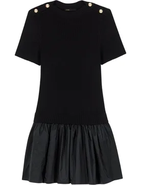 Vestido corto acanalado y de tafetán - Maje - FashionsVida