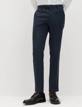 Skinny Fit Grid Check Stretch Suit Trousers Navy male - M&S - FashionsVida