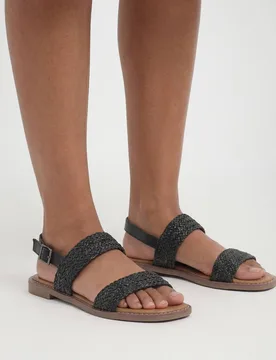 Women's Good For The Soul: Kourtney Rattan Comfort Singback Flat Sandals in Black Size: 5 - Black - Size: 5 - Dorothy perkins - FashionsVida