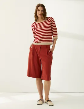 Jersey de mujer rayas cuello redondo manga corta - Paz Torras - FashionsVida