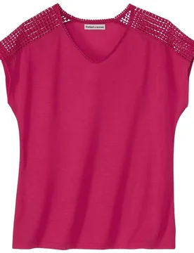 Women's Macrame T-Shirt in Pink Size: 8-10 - Pink - Size: 8-10 - Atlas For Women - FashionsVida