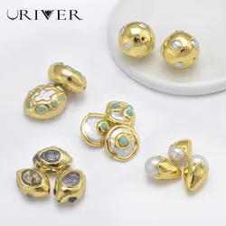 LJRIVER 5 Pcs Pearl Beads for DIY Jewelry Making Accessories Color Natural Pearls Whit Hole Beaded Parts for Necklace Bracelet