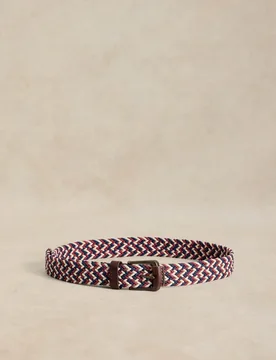 Leather Trim Woven Elasticated Belt Natural Mix male - White stuff - FashionsVida