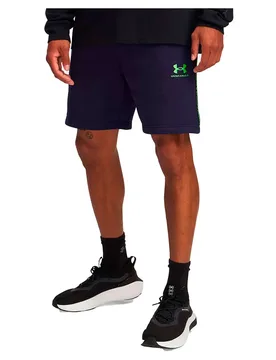 Short Icon Fleece Taping Midnight Navy / Cyber Green S - Under armour - FashionsVida