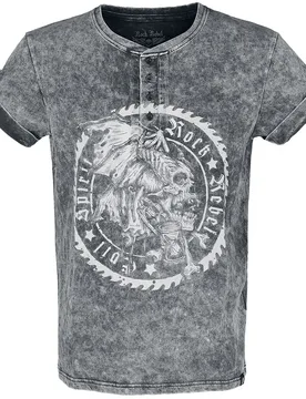 Rock T-Shirt - T-Shirt in Vintage Optik und Knopfleiste - S bis 4XL - für Männer - Größe L - schwarz - Männer - male - Rock Rebel by EMP - FashionsVida