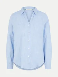 Bluse mit Brusttaschen Blau 42