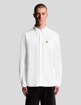 Men's Cotton Button Down Oxford Shirt White - Lyle & Scott - FashionsVida