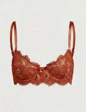 Sujetador de Copa Triangular con Aros y Encaje Floral de Pestañas S - Shein - FashionsVida