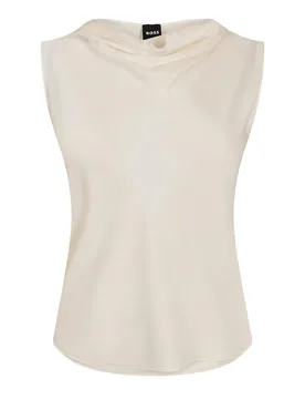 Womens Cowl Neck Sleeveless Shell Blouse In Open White - Size 6 Uk - BOSS - FashionsVida