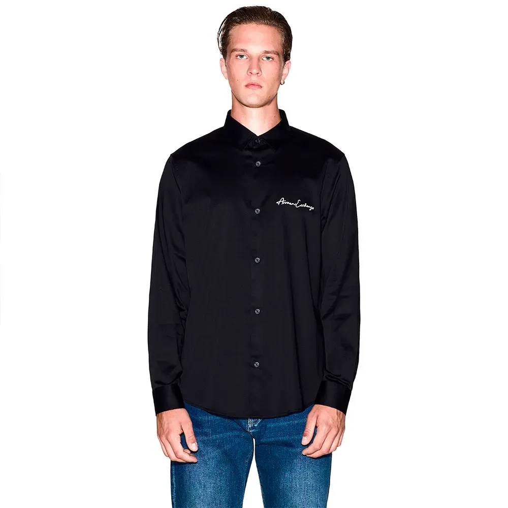 Exchange Camicia A Maniche Lunghe Xm00122_af10192 Black XS - Armani - FashionsVida
