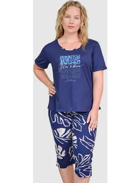 Pijama completo de mujer de manga corta con estampado gráfico - Massana - FashionsVida