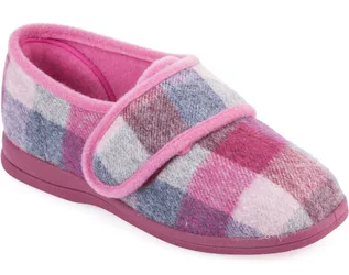 Holly E-fit Women's Slippers - Pink Check - Size: 7