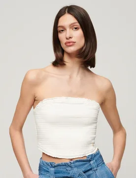 Superdry Damen Weiß Gesmoktes Bandeau-Oberteil, Größe: 44 - 49.99 - FashionsVida