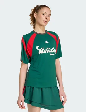 Maglia House of Tiro XL Team Dark Green / Better Scarlet / White - Adidas - FashionsVida