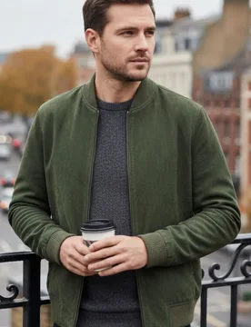Mens Green Goat Suede Ma-1 Bomber Jacket-North - Size Large - Infinity Leather - FashionsVida
