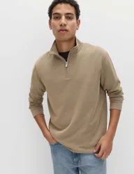 Cotton Rich Double Knit Half Zip Sweatshirt Sand male