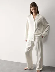 Satin Revere Pyjama Set Ivory female