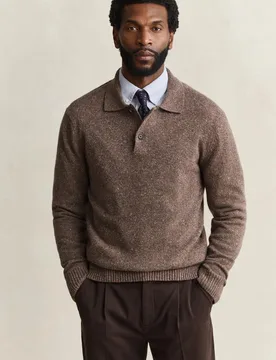 Jersey de hombre con hilo neps y cuello de solapa - Gant - FashionsVida