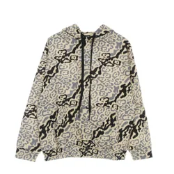 Felpa Leggera Cappuccio Uomo Allover Leopard Hoodie Beige