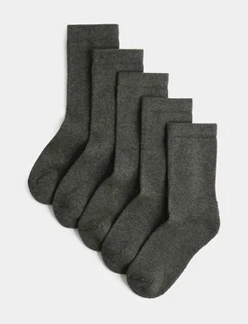 Pk Cotton Blend Comfort School Socks Grey male - M&S - FashionsVida